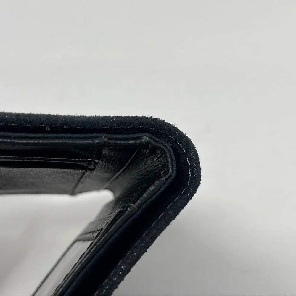 Fossil Madison Bifold Wallet Black Shimmer Nubuck Suede RFID Zippered Coin Pouch - Picture 6 of 11